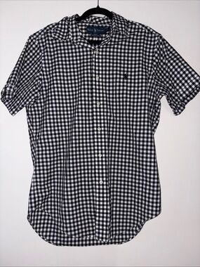 Ralph Lauren Black & White Gingham Short-Sleeve Button-Down Shirt